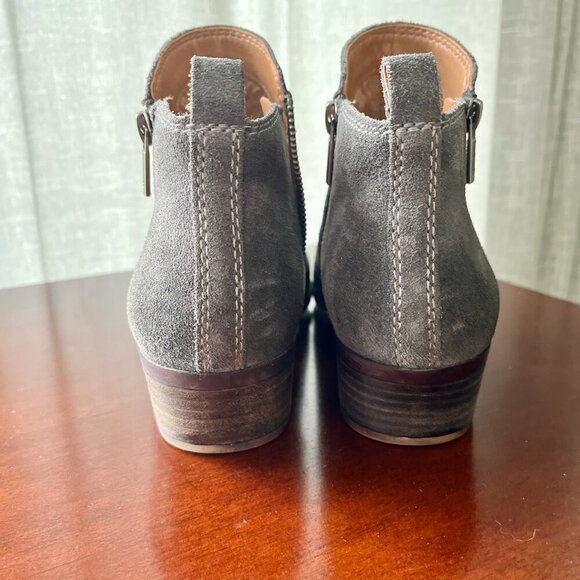 LUCKY BRAND Basel Printed Suede Side Zip Block Heel Ankle Booties - Picture 5 of 8